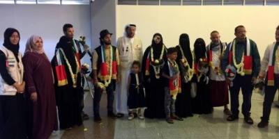 عودة 13 جريح إلى عدن بعد رحلة علاج في الهند على نفقة الإمارات