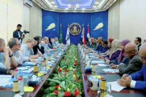 الرئيس الزُبيدي يلتقي فريق الباحثين الأمريكيين برئاسة السفير الأسبق جيرالد فايرستاين