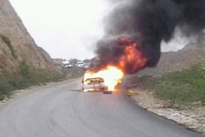 شبوه :إحراق طقم لمليشيا الإخوان ومصرع من على متنه بكمين للمقاومة الجنوبية في منطقة الضلعة 