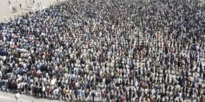 الجعدي يعلق على حشود الاصلاح بمعسكر يفرس في تعز 