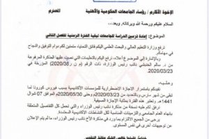 وزارة التعليم العالي تصدر تعميماً بسبب فيروس كورونا