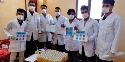 منتدى طلاب يافع في السودان يكون لجنة طبية توعوية للطلاب ويوزع المعقمات والكمامات 