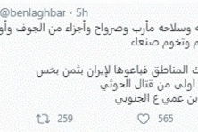 بن لغبر:احتلال الجنوب أولى لهم من قتال الحوثي على طريقة الجاهلية أنا وابن  عمي ع الجنوبي