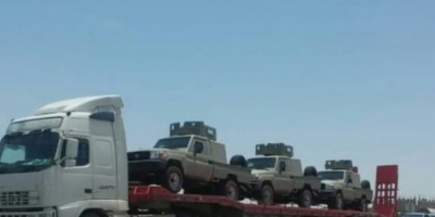 وصول قافلة سعودية إلى أبين متجهة إلى عدن تحمل اطقم عسكرية 