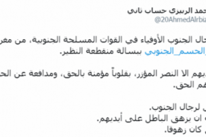 الربيزي:  لاخيار امام الجنوب الا الانتصار