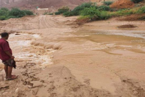 امطار غزيرة وسيول تشهدها محافظتي حضرموت والمهرة