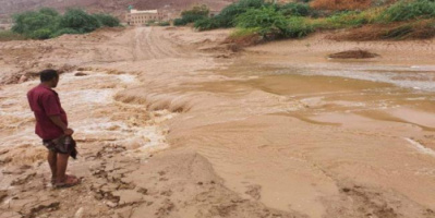 امطار غزيرة وسيول تشهدها محافظتي حضرموت والمهرة