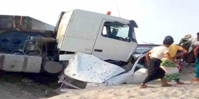 مصاب في تصادم قاطرتين بلحج 