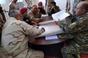 ركن تدريب قوات الدعم والاسناد يزور حزام ابين ويشيد بقواته