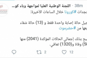 مستجدات كورونا.. حالة إصابة يقابلها 13 حالة تعافي في حضرموت