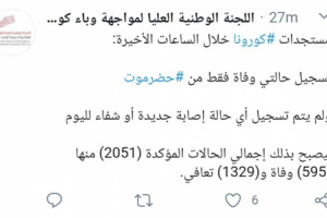 لجنة كورونا تسجل حالتي وفاة جديدة في حضرموت