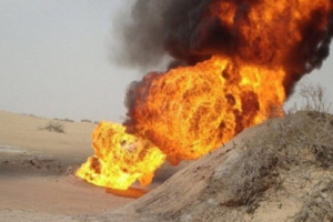 عاجل/اندلاع حريق اثر تفجير انبوب النفط بشبوة