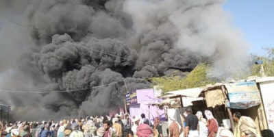 حريق هائل يلتهم مستشفى المحفد الحكومي ابين