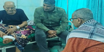 الجعدي وهيثم يطمئنان على صحة المناضل عبدالله بن شملان رئيس تنفيذية انتقالي دار سعد