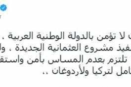 الزعتر: لا غرابة في إعلان جماعة الإخوان الوفاء لتركيا