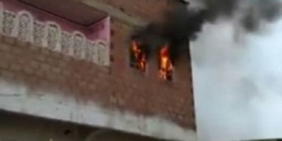 قذائف مليشيا الحوثي تحرق منازل المواطنين في حيس 