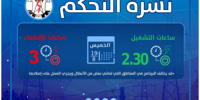 كهرباء عدن تعلن عن برنامجها لعدد ساعات الانطفاء والتشغيل لليوم الخميس