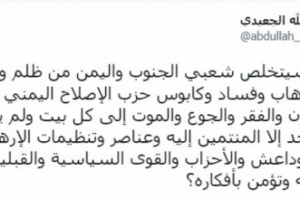الجعيدي: إرهاب الإصلاح الإخواني يجلب الفقر والجوع للجنوب واليمن
