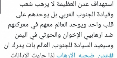 أمجد طه: العالم يتوحد مع عدن بمعركتها ضد الإرهاب