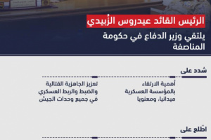 إنفوجرافيك: الرئيس الزُبيدي يلتقي وزير الدفاع في حكومة المناصفة