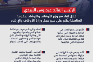أبرز ما جاء في لقاء الرئيس الزُبيدي مع وزير الأوقاف والإرشاد "انفوجرافيك" 