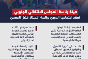 إنفوجرافيك: هيئة رئاسة الانتقالي تُشدد على ضرورة التنسيق المسبق للتحرك الدبلوماسي الخارجي