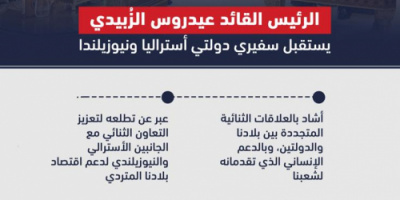 أبرز ما جاء في لقاء الرئيس الزُبيدي بسفيري دولتي نيوزيلندا وأستراليا (انفوجرافيك)