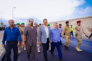 لملس يطّلع على الأعمال الجارية لتأهيل وسفلتة طريق المنطقة الحرة 