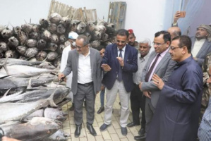 وزير الزراعة يتفقد مصنع الوطنية لتعليب الأسماك في الشحر 