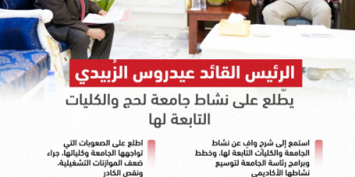 الرئيس الزُبيدي يبحث جهود النهوض بجامعة لحج ( انفوجرافيك)