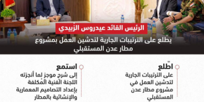 الرئيس الزُبيدي يوجه بالبدء في مشروع مطار عدن المستقبلي ( انفوجرافيك)