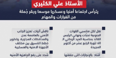 الكثيري يُشيد بإنجازات القوات الجنوبية على الصعيدين العسكري والأمني”إنفوجرافيك“