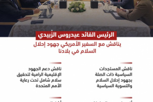 الرئيس الزُبيدي وسفير أمريكا يبحثان جهود تحقيق السلام الشامل (انفوجرافيك)