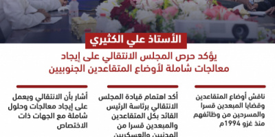 رئيس الجمعية الوطنية يطلع على قضايا المتقاعدين الجنوبيين (انفوجرافيك)