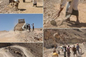 انتقالي حجر بحضرموت يدشن ترميم خط كنينه ونقيل (راس الخليف) 