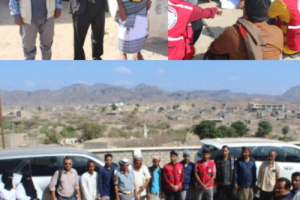 غانم يلتقي بفريق جمعية الهلال الاحمر اليمني و يدشن عمل عربات المؤسسة الطبية الميدانية