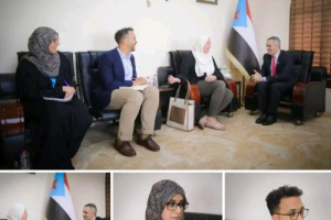 نائب رئيس هيئة الإعلام الجنوبي يلتقي وفد مكتب المبعوث الدولي بالعاصمة عدن