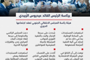 انفوجرافيك| رئاسة الانتقالي: التلكؤ بالمعركة الاقتصادية ضد الحوثي يهدد الشراكة