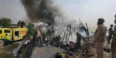 احتراق 51 مأوى للنازحين في مأرب
