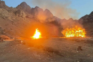 الحملة الأمنية بالصبيحة تداهم أوكار المهربين شمال غرب مديرية المضاربة ورأس العارة