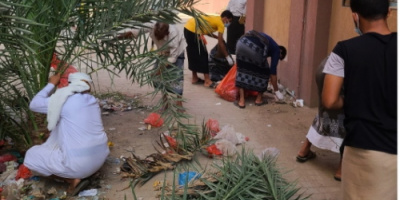 حملة نظافة في مدينة إنماء بتنظيم السكن الطلابي لجمعية بازرعة التنموية