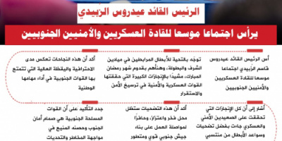 انفوجرافيك| الرئيس الزُبيدي: قواتنا المسلحة صمام أمان الجنوب وحصنه المنيع