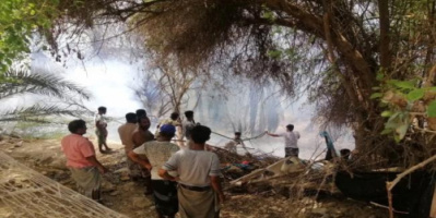 حريق في مزارع الديس الشرقية والسلطة تطالب بدعم الإطفاء