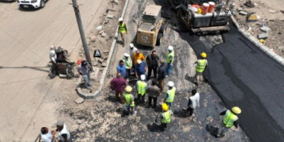 الماس وباهرمز يتفقدان أعمال إعادة صيانة طريق الملعب ـ السيلة بالشيخ عثمان