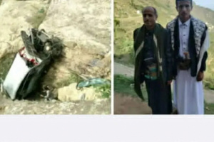 انزلاق مميت في وقيع النسور.. حادث مروري يودي بحياة أب و أبنه بالمحويت