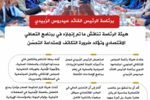 انفوجرافيك| هيئة الرئاسة تناقش برنامج التعافي الاقتصادي وتؤكد ضرورة التكاتف لاستدامة التحسّن