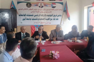 فريق التوجيه والرقابة الرئاسي يعقد لقاءً مع الهيئة التنفيذية لمنسقية المجلس الانتقالي بجامعة أبين