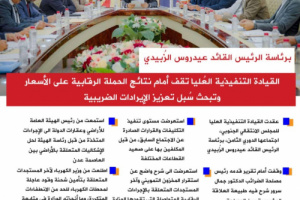 انفوجرافيك| برئاسة الرئيس الزُبيدي القيادة التنفيذية العُليا تقف أمام نتائج الحملة الرقابية على الأسعار وتبحث سُبل تعزيز الإيرادات الضريبية