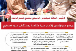 انفوجرافيك| الرئيس الزُبيدي يفتتح قسم الرقود ويضع حجر الأساس لأقسام طبية متقدمة بمستشفى عبود العسكري
