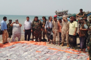 الحملة الأمنية المشتركة تضبط كمية كبيرة من المخدرات في ساحل رأس العارة بلحج